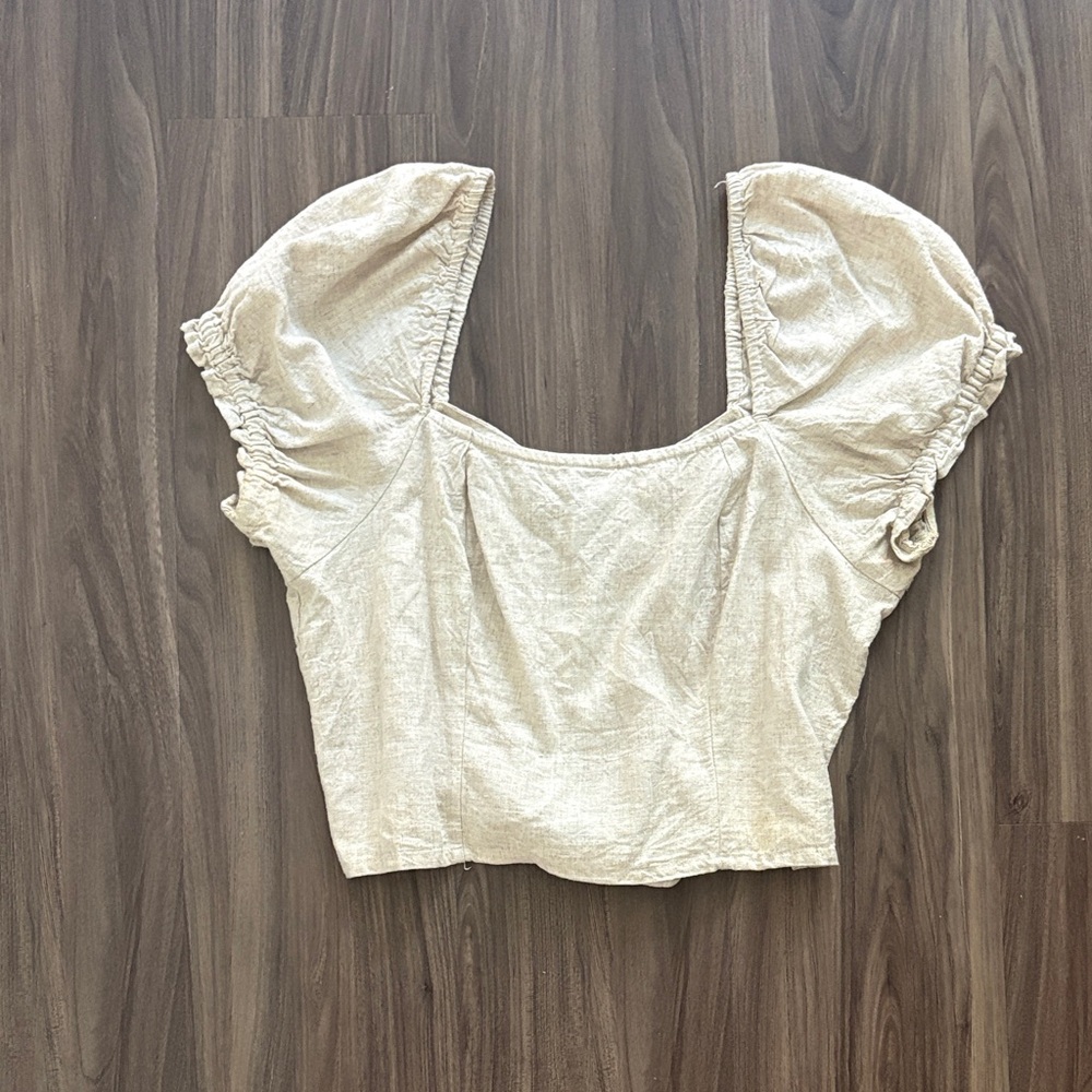 Chic Beige Puff Sleeve Blouse